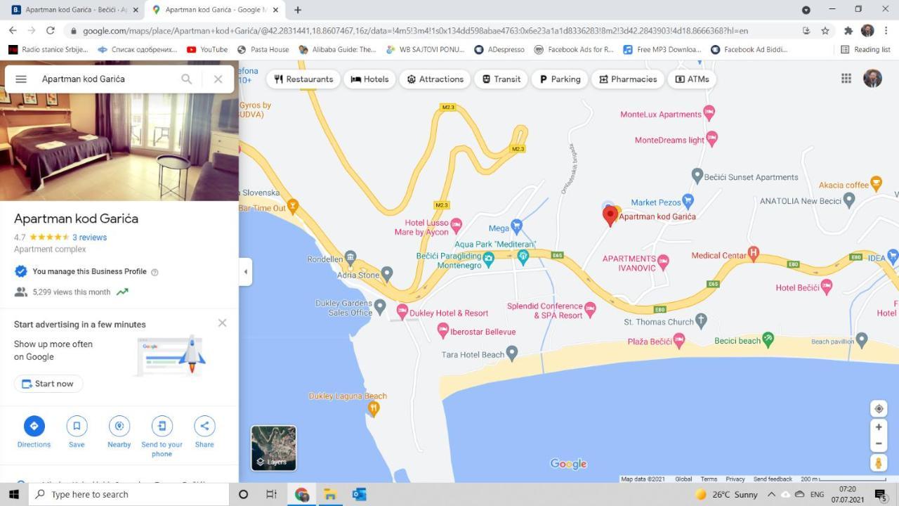 Bella Budva Lägenhet Bečići Exteriör bild